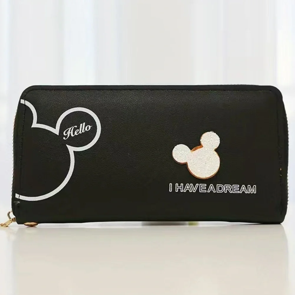 Minnie Mickey Mouse Wristlet Clutch Convertible Wallet Black
